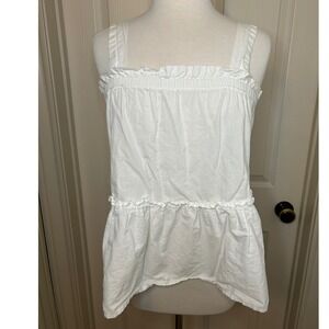 ASOS White Ruffle Peplum Tank Top Sleeveless Casual Cute Women Size 4